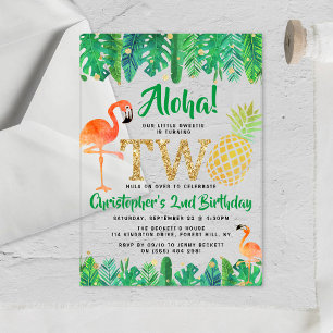 Tropical Summer Beach Luau Boys 2nd Birthday Acrylic Invitations