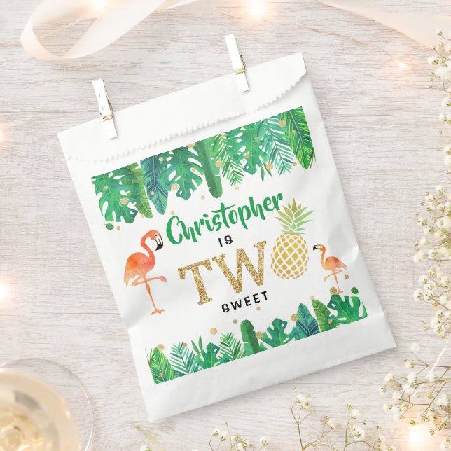 Tropical Summer Beach Luau Boys 2nd Birthday Favor Bag (Clipped)