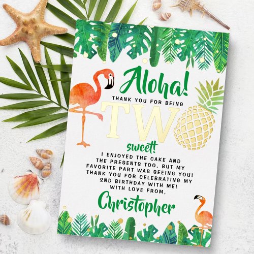 Tropical Summer Beach Luau Boys 2nd Birthday Foil Invitation