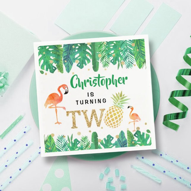 Tropical Summer Beach Luau Boys 2nd Birthday Napkins (Creator Uploaded)