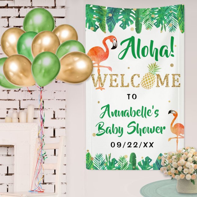 Tropical Summer Beach Luau Boys Baby Shower Banner (Creator Uploaded)