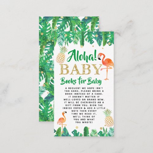 Tropical Summer Beach Luau Boys Baby Shower Book Enclosure Card
