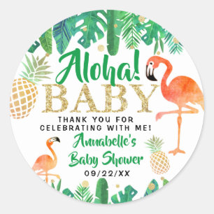 Tropical Summer Beach Luau Boys Baby Shower Classic Round Sticker