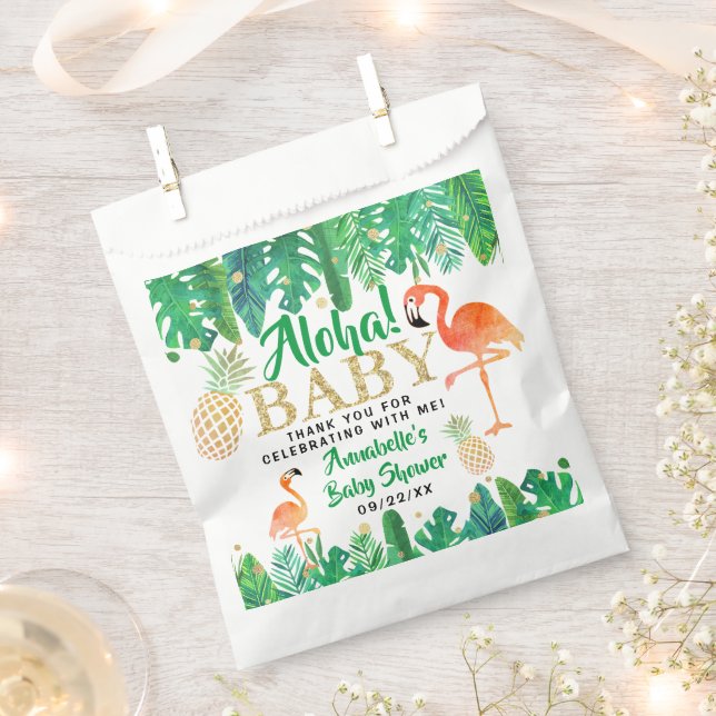 Tropical Summer Beach Luau Boys Baby Shower Favor Bag (Clipped)