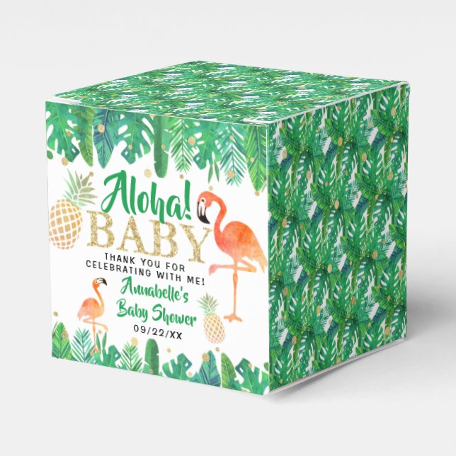 Tropical Summer Beach Luau Boys Baby Shower Favor Boxes (Front Side)