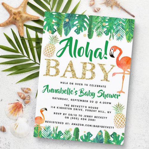 Tropical Summer Beach Luau Boys Baby Shower Invitation