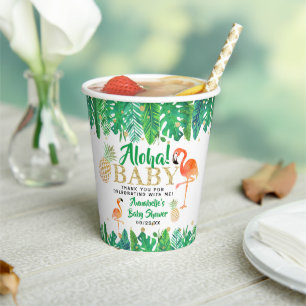 Tropical Summer Beach Luau Boys Baby Shower Paper Cups