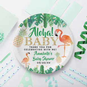 Tropical Summer Beach Luau Boys Baby Shower Paper Plates