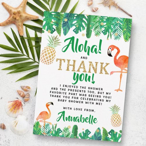 Tropical Summer Beach Luau Boys Baby Shower Thank You Card