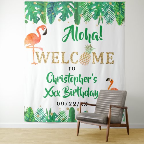 Tropical Summer Beach Luau Boys Birthday Tapestry