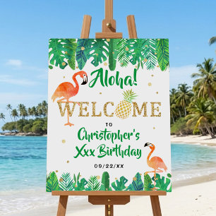Tropical Summer Beach Luau Boys Birthday Welcome Foam Board