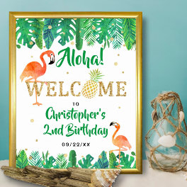Tropical Summer Beach Luau Boys Birthday Welcome Poster