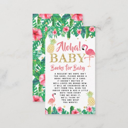 Tropical Summer Beach Luau Girl Baby Shower Book Enclosure Card