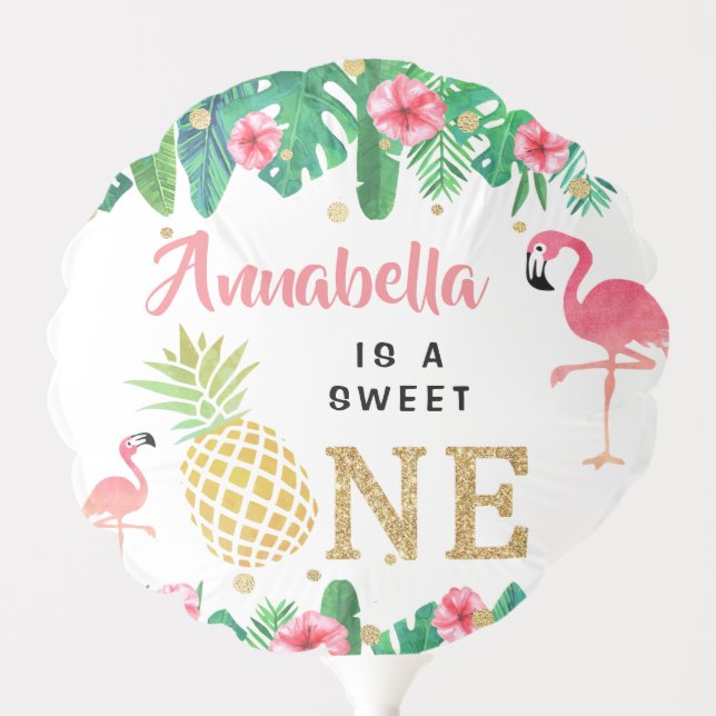 Tropical Summer Beach Luau Girls 1st Birthday Balloon (Front)