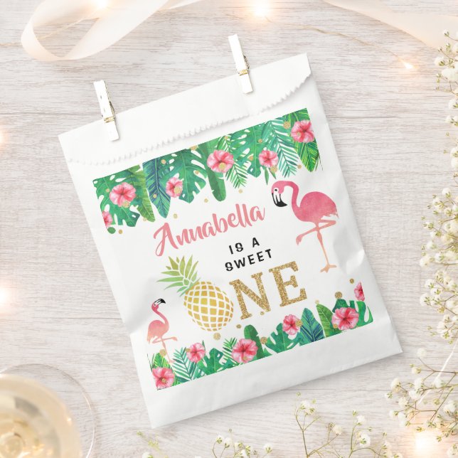 Tropical Summer Beach Luau Girls 1st Birthday Favor Bag (Clipped)