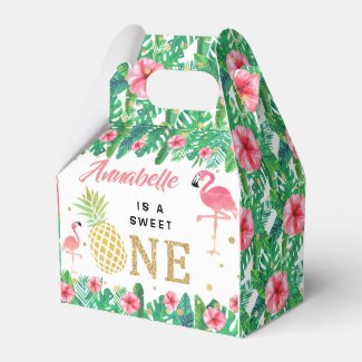 Tropical Summer Beach Luau Girls 1st Birthday Favor Box