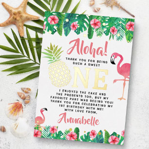 Tropical Summer Beach Luau Girls 1st Birthday Foil Invitation