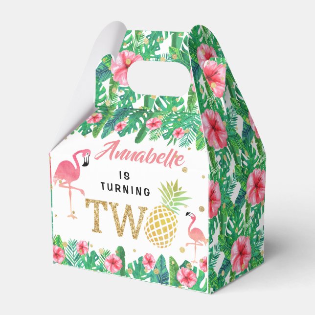 Tropical Summer Beach Luau Girls 2nd Birthday Favor Boxes (Front Side)
