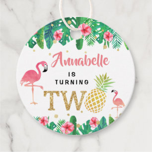 Tropical Summer Beach Luau Girls 2nd Birthday Favor Tags