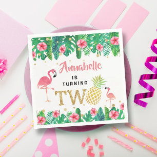 Tropical Summer Beach Luau Girls 2nd Birthday Napkins