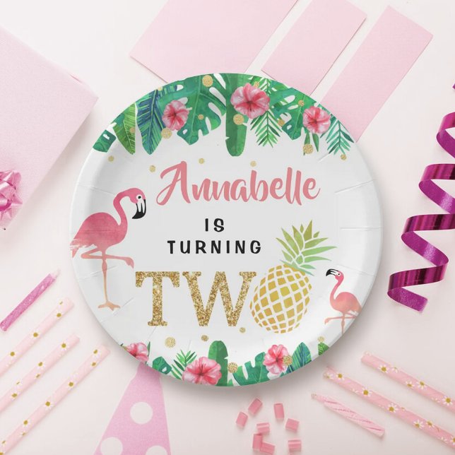 Tropical Summer Beach Luau Girls 2nd Birthday Paper Plates (Creator Uploaded)