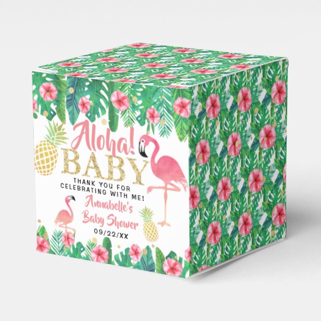 Tropical Summer Beach Luau Girls Baby Shower Favor Boxes (Front Side)