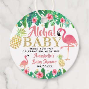 Tropical Summer Beach Luau Girls Baby Shower Favor Tags