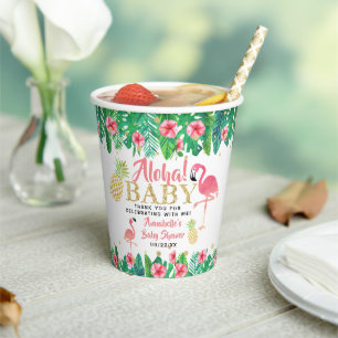 Tropical Summer Beach Luau Girls Baby Shower Paper Cups