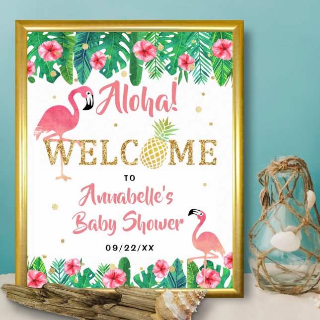 Tropical Summer Beach Luau Girls Baby Shower Poster (Creator Uploaded)