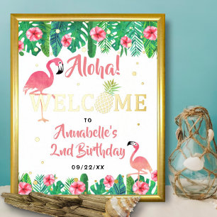 Tropical Summer Beach Luau Girls Birthday Welcome Foil Prints