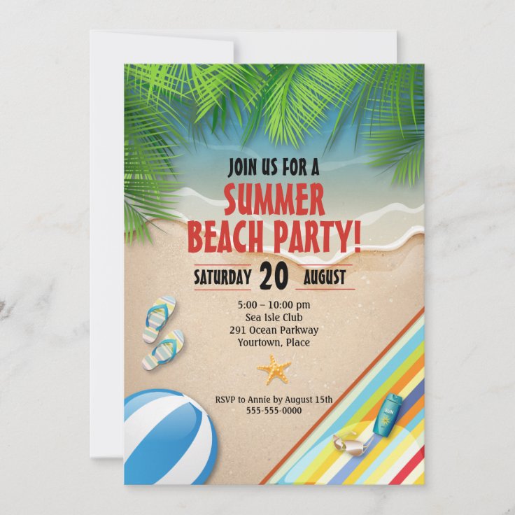 Tropical Summer Beach Party Invitation | Zazzle