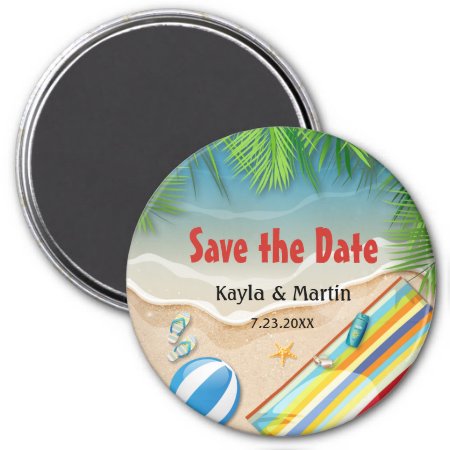 Tropical Summer Beach Party Save The Date Magnet