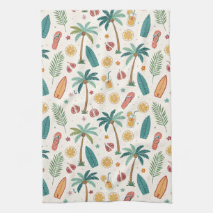 Tropical Summer Beach Pattern (1) Kitchen Towel