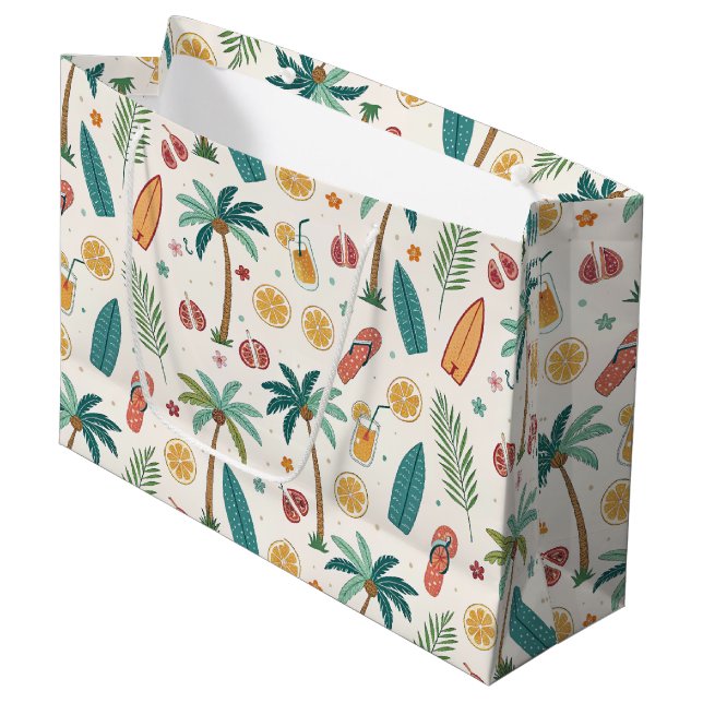 Tropical Summer Beach Pattern (1) Large Gift Bag (Front Angled)