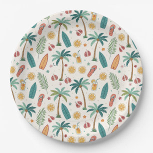 Tropical Summer Beach Pattern (1) Paper Plates