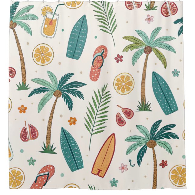 Tropical Summer Beach Pattern (1) Shower Curtain (Front)