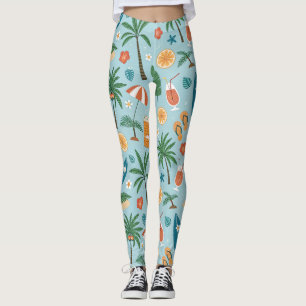Tropical Summer Beach Pattern (2) Leggings