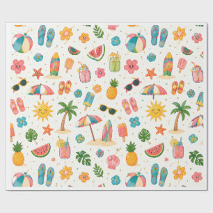 Tropical Summer Beach Pattern Wrapping Paper