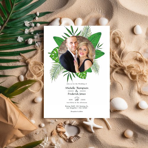 Tropical Summer Beach Photo Wedding Invitation