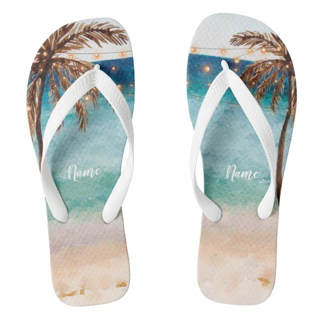 tropical summer beach scene palm trees flip flops | Zazzle