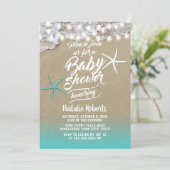 Tropical Summer Beach Starfish Baby Shower Invitation (Standing Front)