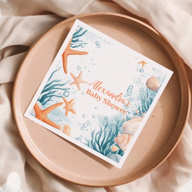 Tropical Summer Beach Starfish  Baby Shower Napkins (Creator Uploaded)