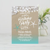 Tropical Summer Beach Starfish Birthday Party Invitation (Standing Front)