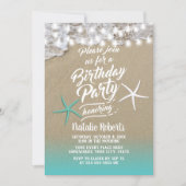 Tropical Summer Beach Starfish Birthday Party Invitation (Front)