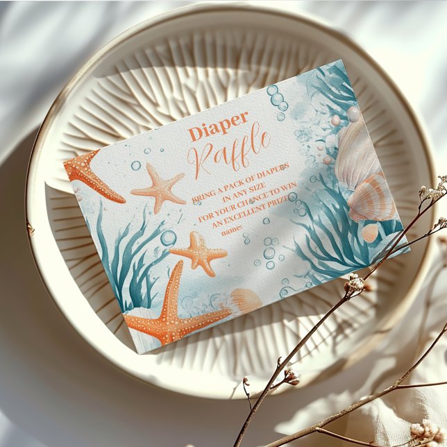Tropical Summer Beach Starfish  Diapper Raffle Enclosure Card (Creator Uploaded)