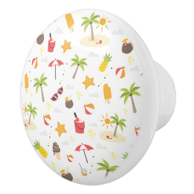 Tropical Summer Beach Vacation Pattern Design Ceramic Knob (Right)