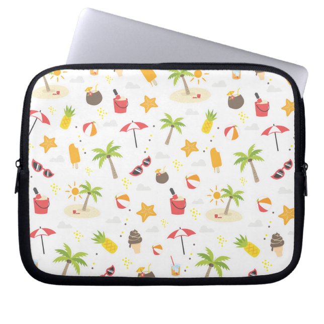Tropical Summer Beach Vacation Pattern Design Laptop Sleeve (Front)