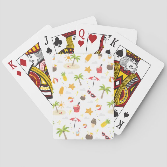 Tropical Summer Beach Vacation Pattern Design Poker Cards (Back)