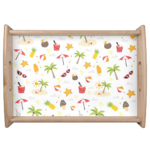 Tropical Summer Beach Vacation Pattern Design Serving Tray