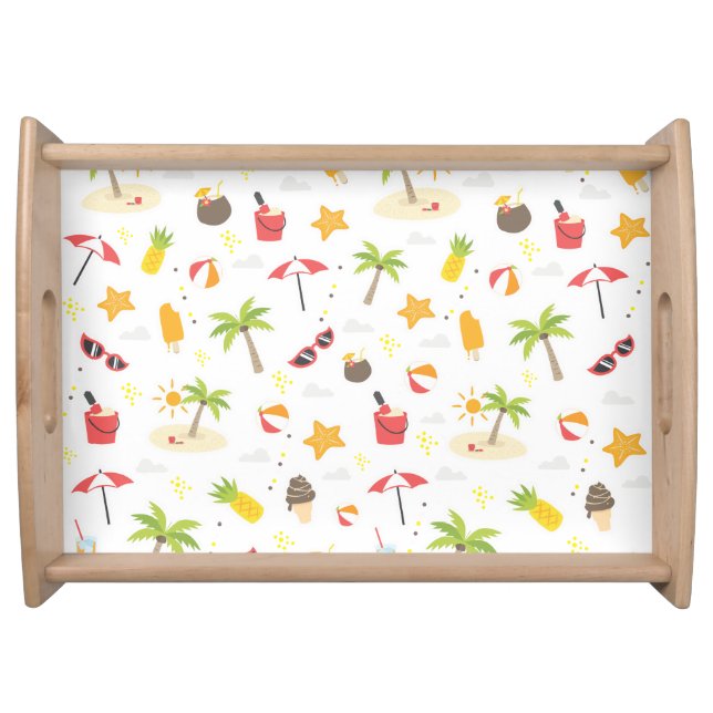 Tropical Summer Beach Vacation Pattern Design Serving Tray (Front)